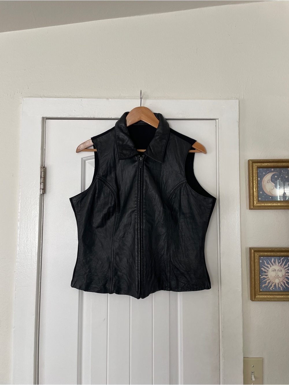 Maxima Ladies Large Black Leather Vest By Wilsons Size XL EUC Vintage